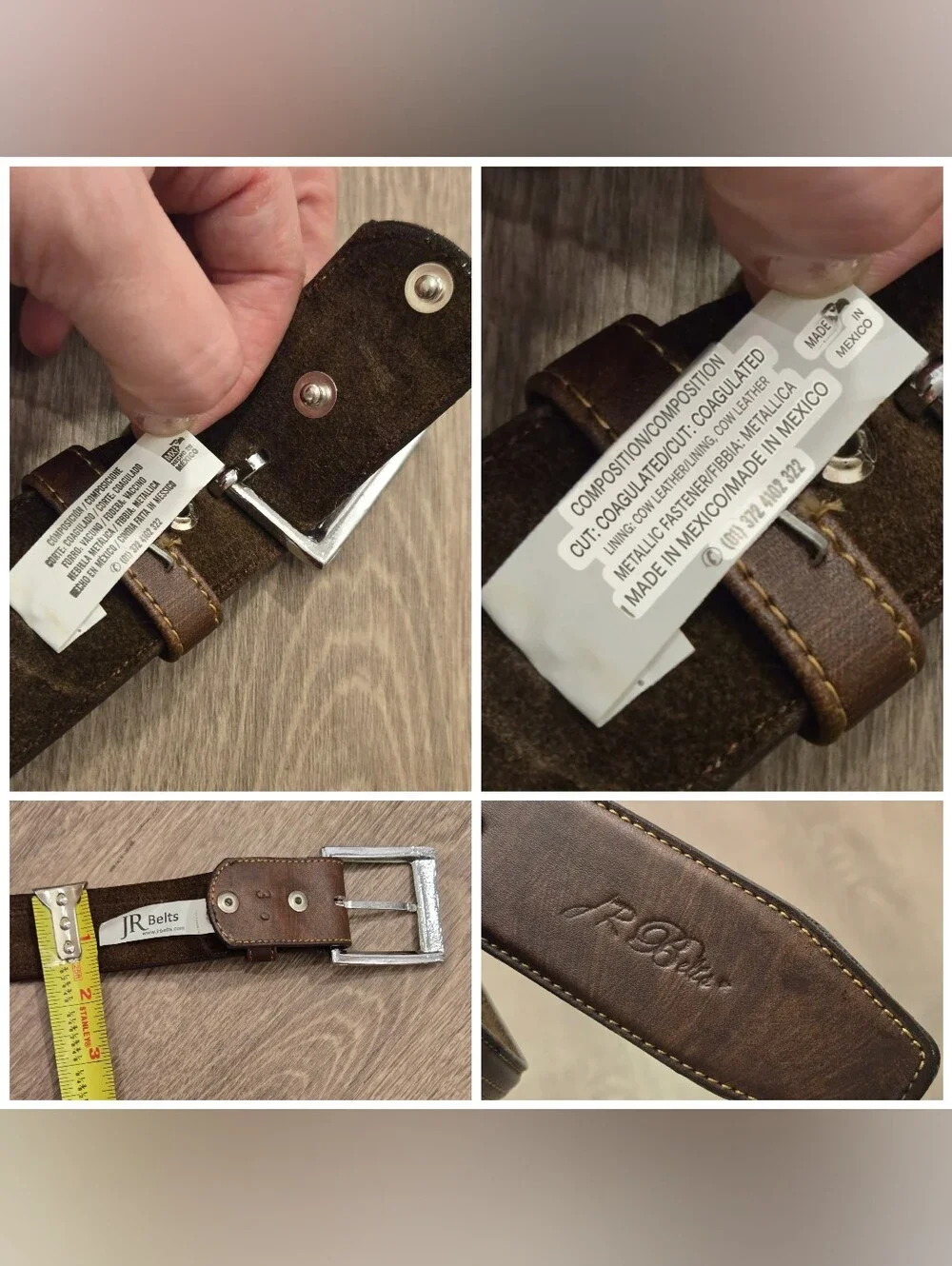 Mens Distressed Brown Leather/Faux Belt Grunge Rustic Size 38 Western y2k style